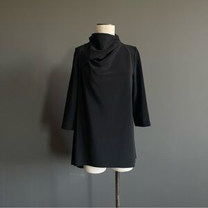 COS Black Sculptural Drape Neck Tunic Top | Minimalist Modern Small